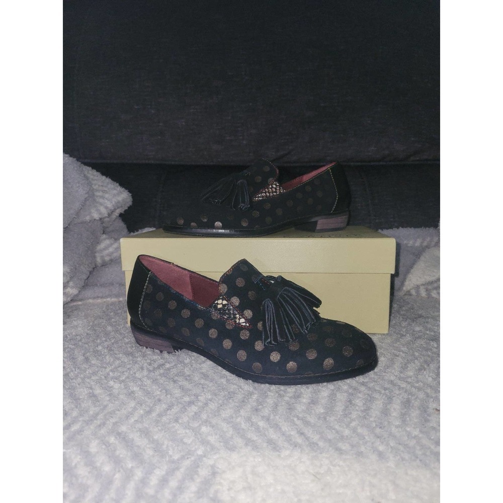 Black suede polka Dot Womens shoes 6.5 l'artiste